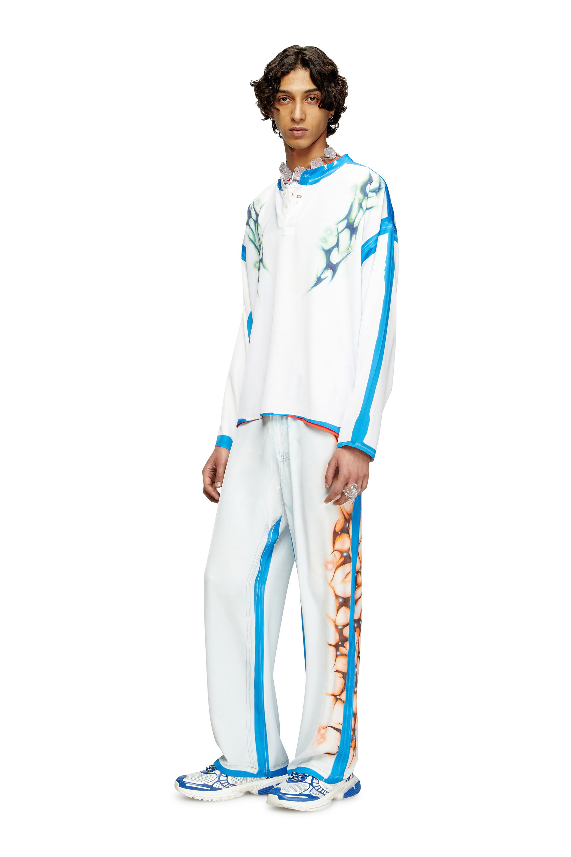 Diesel - P-AFTER-GRAFFITI-JAP, Unisex's Relaxed pant with graffiti print in Blue/White - 2