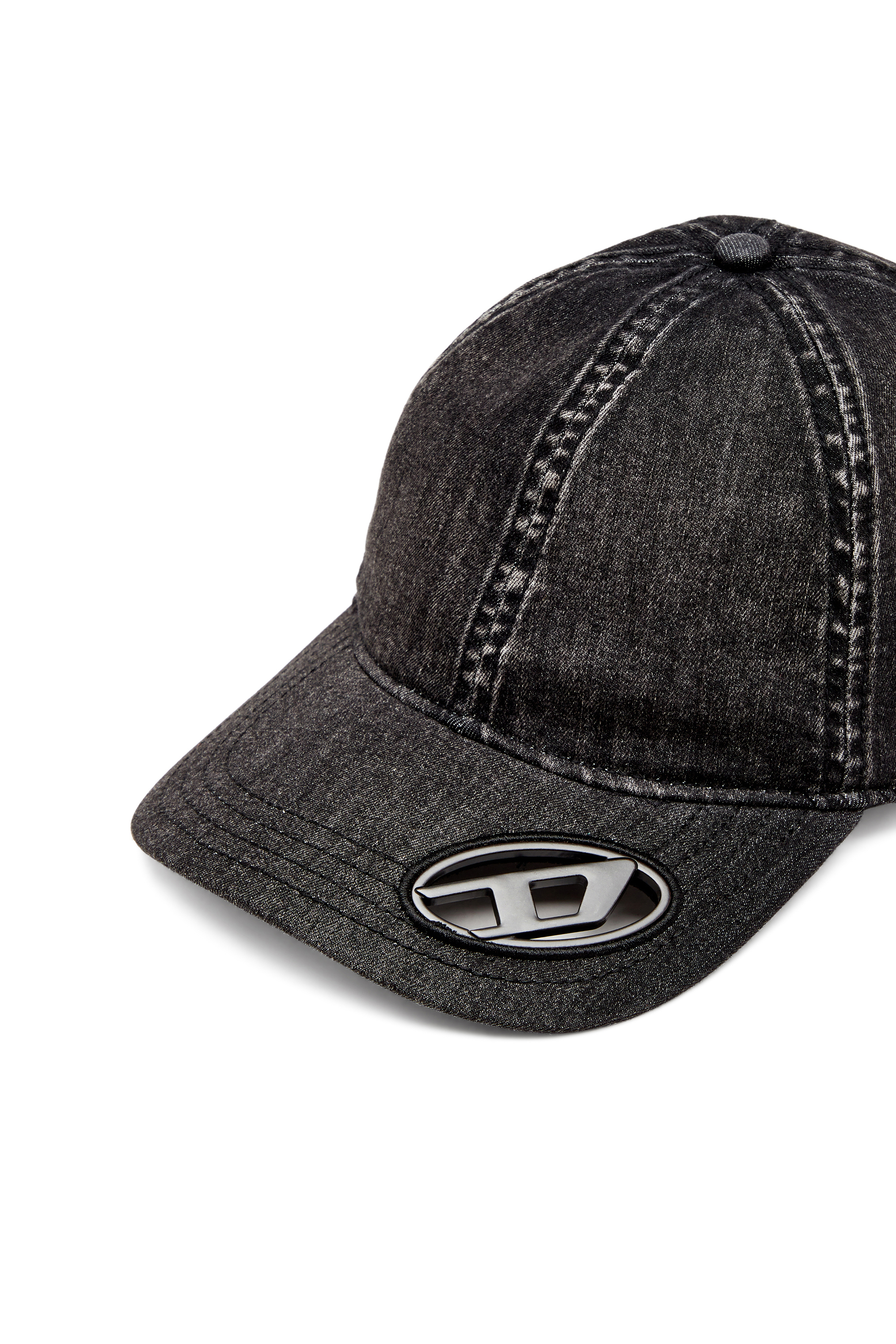 Diesel - C-EWAN-PLAK, Man's Light black stretch denim cap in Black - 4